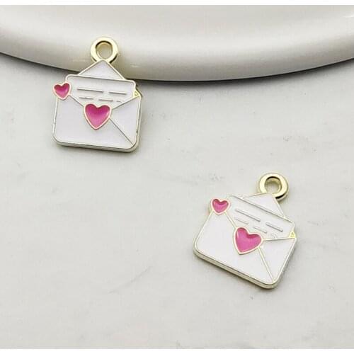 10pcs/set 13x15mm Enamel Envelope Charm for Jewelry Making Bracelet Necklace Charms DIY Handmade Accessories Supplies