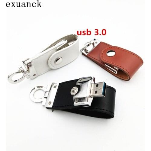 Exuanck custom logo Leather USB 3.0 4GB 8GB 16GB 32Gb 64GB Flash Drive Memory Thumb Stick U Disk Gift (50pcs free logo)