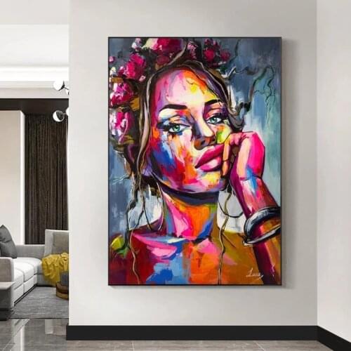 Colorful Abstract Graffiti Woman Paintings Canvas Paintings Posters Prints Wall Art Pictures for Living Room Wall Decor Cuadros