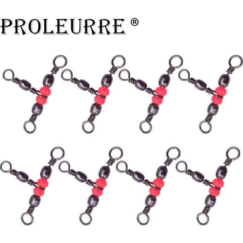 10Pcs/lot Solid Ring Fishing Tackle Accessory equipment Fishing Rolling Triple Swivels Bearing Connector Fish Hooks