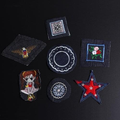 Sewing On Cowboy Jeans Cloth Embroidered Patches 3D Diy Eagle Rose Flower Girl Appliques Clothes Jacket Decor