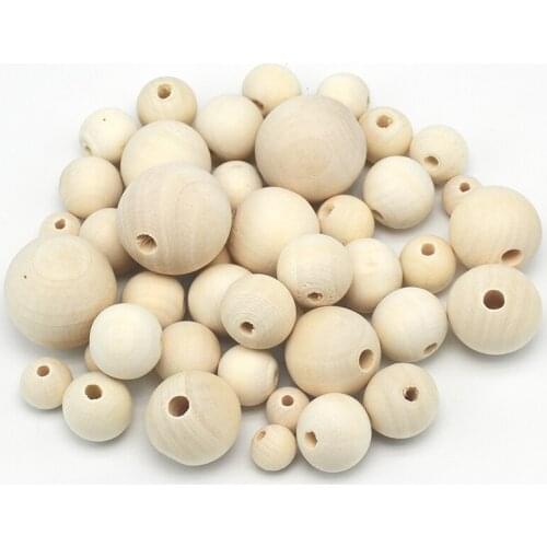 Round Spacer Wooden Beads 4/6/8/10/12/14/16/18/20/25/30/40 50mm Natural Round Wood Spacer Beads Children Kids Wooden Teether