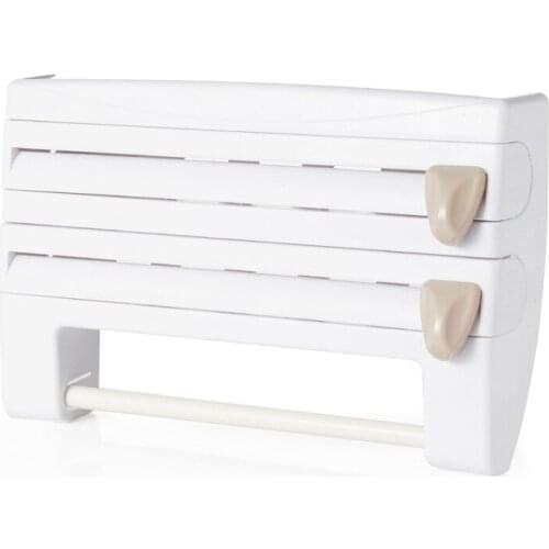 Kitchen Refrigerator Hang Film Storage Cutting Holder Wrap Cutter Tin Sheets Paper Towel Holder Kitchen Shelf Hook