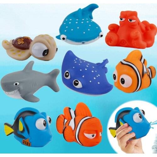 Disney Finding Nemo 2 Baby Bathing Luminous Clownfish Dolly Hanke Animals Toys Squeeze Aqua Soft Rubber Toys For Kids Baby Gifts