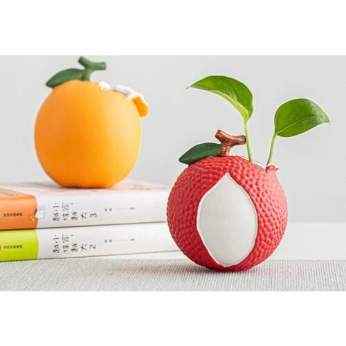 Small Cute Handmade Art Litchi Orange Vase S Ceramic Fruit Vase Filler Table Wall Planter Pot Container Creative Gifts Home Deco