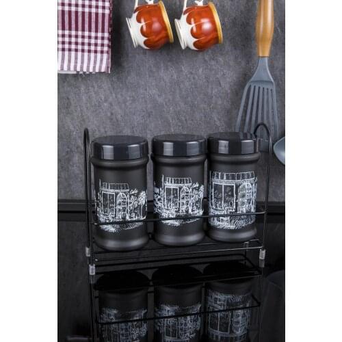 Doreline Gift 3 Parts Metal Standing Glass Jar Set Tea/Coffee And Sugar Bowl For Kitchen Lux Set 660 Ml