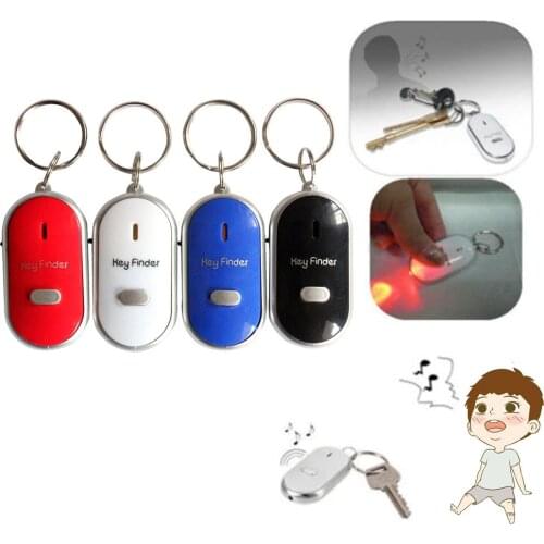 LED Whistle Key Finder Flashing Beeping Sound Control Alarm Anti-Lost Key Locator Finder Tracker with Key Ring