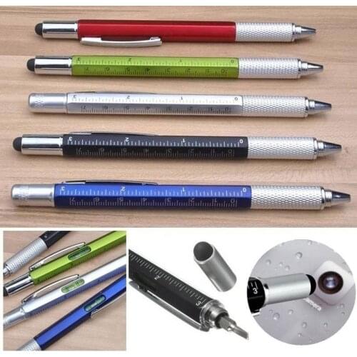 Multi-function Screwdriver Pen Tool Ballpoint Pen Touch Screen Screwdriver Ruler Spirit Level Hand Tools