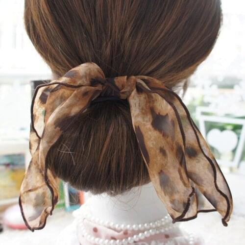 Fashion Elegant Big Bowknot elastic hair bands Women Girls leopard print hair rope headband Hair accessories