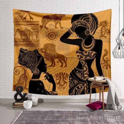 Fashion African Figures Printed Tapestry Wall Hanging 3D Ethnic Style Pattern Living Room Background Decoration