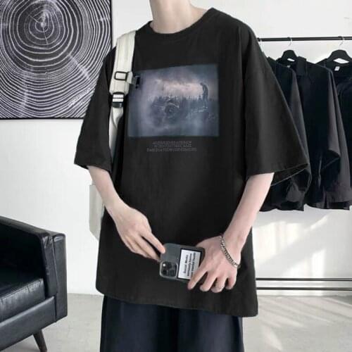 Short-sleeved mens t-shirt 2021 new summer loose round neck T-shirt all-match Korean trend half-sleeved top