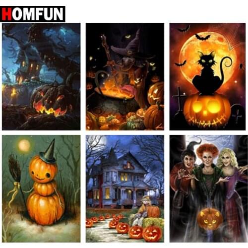 HOMFUN 3D Diamond Painting "Halloween scenery" DIY Full Rhinestones Drill Cross-stitch Kits Square Round Diamond Embroidery