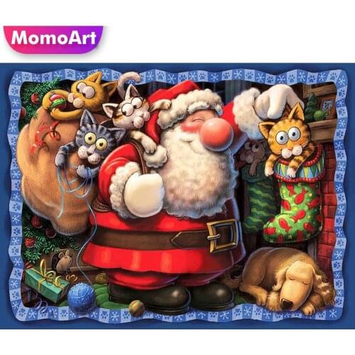 MomoArt DIY Diamond Painting Cartoon New Arrival Diamond Mosaic Santa Claus Full Drill Square Embroidery Art Christmas Gift
