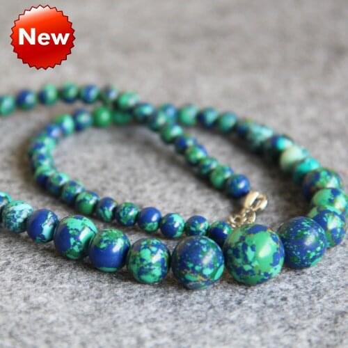 New Necklace 6-14mm Turkey Stone Green Flowers Beads Howlite Necklace Women Girls Gifts 18inch DIY Fashion Jewelry Making Design