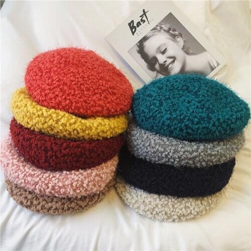 New Autumn and Winter Beret Womens Pure Lamb Wool Hat Wild Retro Knitted Octagonal Hat Warm Painter Hat