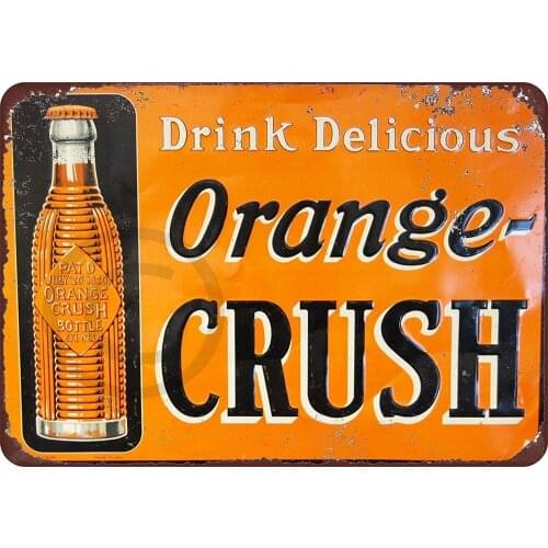 New Tin Sign Drink Delicious Orange Crush Vintage Aluminum Metal Sign