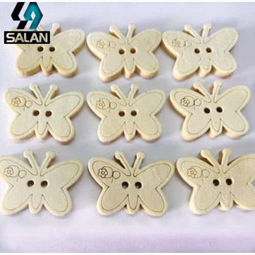 Wholesale supply cartoon animal wood button wood button button picture cute butterfly button environmental protection handmade m