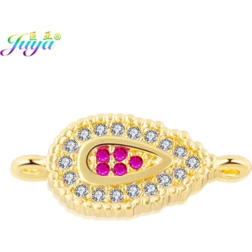 Wholesale Handmade Jewelry Fittings Supplies Red Green Zircon Water Drop Connector Accessories For Women Earrings Jewelry Making