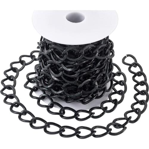 Aluminium Twisted Chains Curb Chains, Unwelded, Electrophoresis Black, 20x15x1.8mm, 5m/set