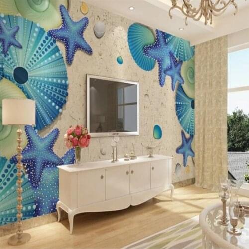Modern minimalist beach color shell background wall professional production mural wholesale wallpaper custom photo wall