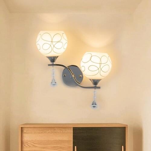 Nordic Led Crystal Lampshade Wall Lamp Modern Simple Bedside Wall Light For Bedroom Living Room Corridor Indoor Decor Lighting
