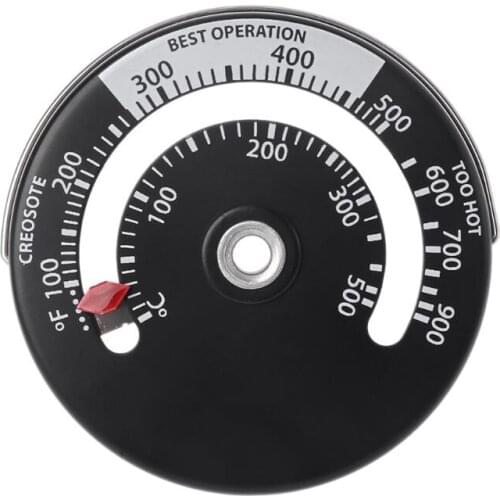 Aluminum Alloy Fireplace Fan Thermometer with Ring, Suitable for Multi-fuel Wood Stove Tube Thermometer Of Flue Gas Tube Of Oven