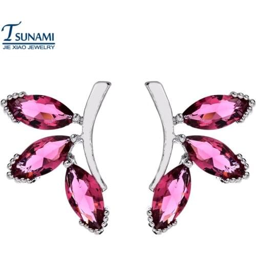 Fine four colors of leaf zircon earrings Wedding earrings for the bride ER-165
