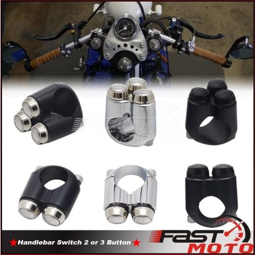 7/8″ or 1" Handlebar Slim Push Button Switches Controls Integrated Kill Switch Turn Signal High Low Beam Horn 2 or 3 Buttons