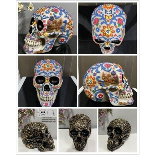 Inspired by the theme of the film "Coco", Day of the Dead Festival Halloween Colorful Floral Sugar Skull Head Home decorations