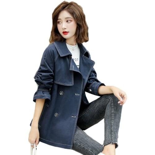 Windbreaker Womens Short Outwear2020 Autumn New Korean Style Loose Casual British Style Belt All-match Student Trench Coat Y542