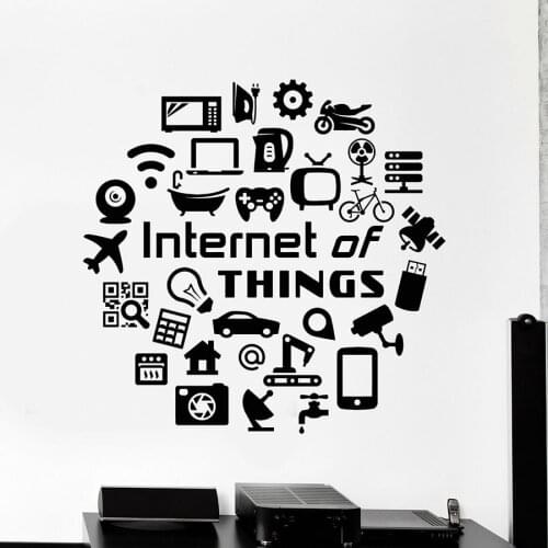 Internet of Things Wall Decal Quote Hi Tech IT Geek Vinyl Wall Sticker Teenager Bedroom Computer Classroom Interior Decor S1051