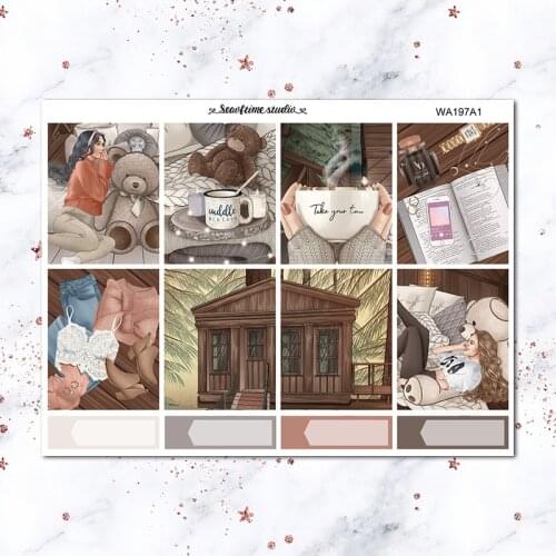 7pcs/pack Vintage Stationery Sticker Kawaii Tree House Decorative Sticker DIY School Office Week Plan Label Diary Stickers