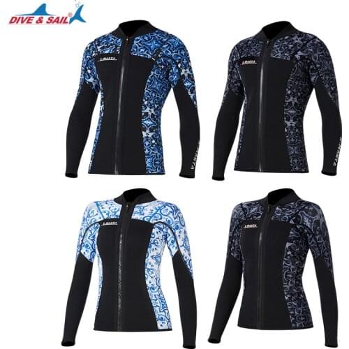 Womens Mens Wetsuit Jacket Premium Neoprene 1.5mm/2mm/3mm Long Sleeve Front Zip Wetsuit Top Shirt Sun Warm Swimsuit