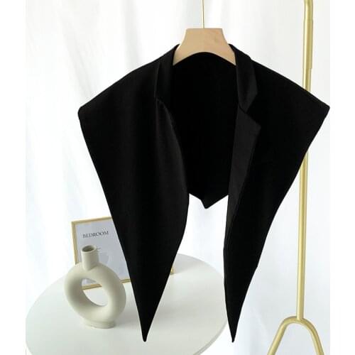 Women Detachable Collar Solid Color Suit Collar Fashion Fake False Collar Shirt