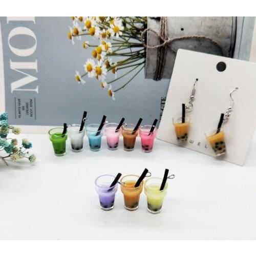 10pcs Fashion Pearl Milk Tea Resin Charms 13*25mm Drink Pendants Floatings DIY Earrings Jewelry Making Accessory Handmade YZ618