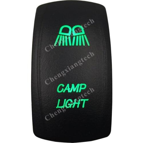 DC 12V 24V CAMP LIGHT Rocker Switch GREEN Led lamp 5 Pin ON/OFF SPST Waterproof IP66