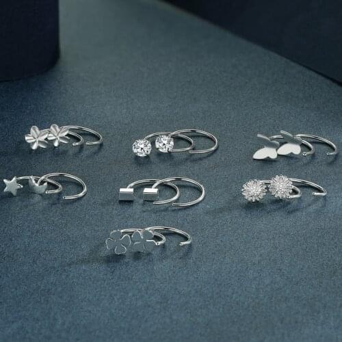 12 Styles Real 999 Sterling Silver Earrings for Women Men Hoop Minimalist Fine Jewelry 2021 New Fashion