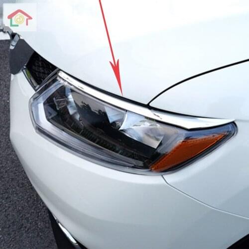 For Nissan X-Trail XTrail T32/Rogue 2014 2015 2016 Car body front head Light lamp frame stick ABS Chrome cover trim eyebrow 2pcs