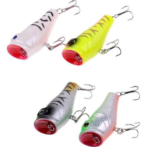 4pcs 5 cm 7.4g Popper Floating Hard Plastic Fishing Lure Bait Hook