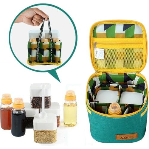 8Pcs/set Outdoor Camping Tableware Storage Container Seasoning Box Spice Jars Condiment Bottles Cans Storage Bag For BBQ Picnic