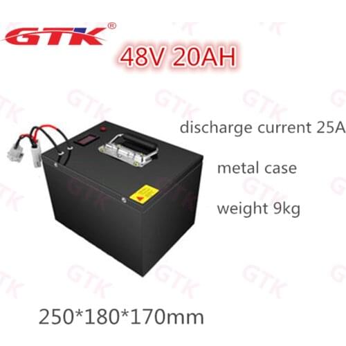 GTK power battery 48v 20ah lifepo4 rechargeable battery pack for scooter electric bike wheelchairs + 3A charger not 18650 metal