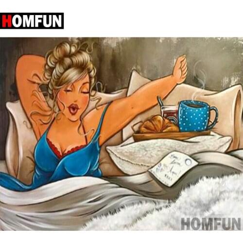 HOMFUN 5D DIY Diamond Painting Full Square/Round Drill "Fat woman" 3D Embroidery Cross Stitch Mosaic Home Decor A06072