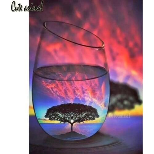5D Diy Diamond Painting New Arrivals Sunshine tree seascape cup Diamond Embroidery Mosaic art Picture Of Rhinestones gift 2020