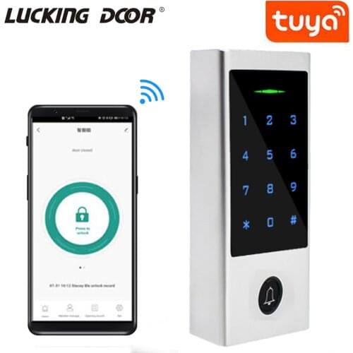 Tuya APP Standalone Access Control Touch Screen Keypad IP66 Waterproof RFID 125khz Fingerprint Reader Wiegand Input and Output