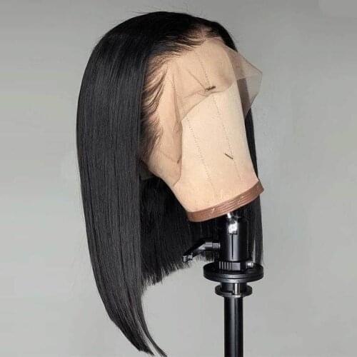 Brazilian 13x4 Lace Human Hair Wigs Pre Plucked With Baby Hair Bone Straight 150% Short Bob Wigs For Women