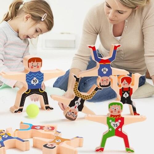 Wooden Hercules Balance Building Blocks DIY Stacking Jade Stacking Toys Wooden Blocks Kids Educational Toy for Children