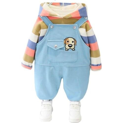 Kids Sportswear New Spring Autumn Coat Baby Girls Boys Cotton Hooded Jacket Pants 2 Pcs/sets Children Cartoon Sport Clothes