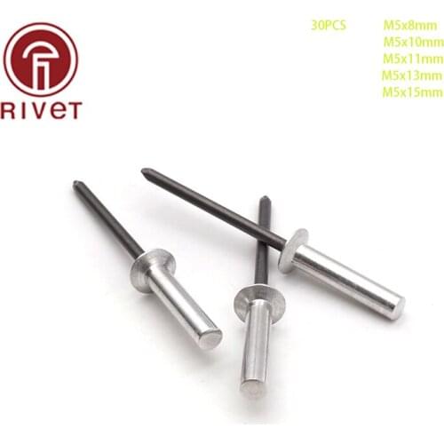 DIN 15974 30PCS M5*8/10/11/13/15 Aluminum Countersunk Head Closed End Blind Rivet Sealed Blind Rivet Water Air Tightness Rivets