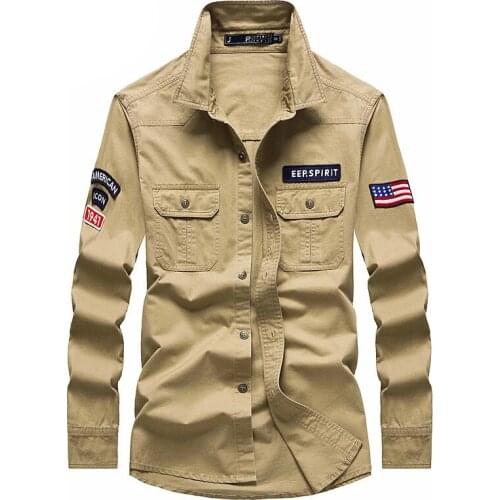 Mens High Quality Tactical Cargo Work Shirt Long Sleeve Military Style Button Down Shirts Tops M-3XL