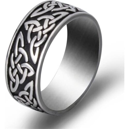 Elfasio Vintage Celtics Knot Ring Band 316l Stainless Steel Norse Viking Rings Women Men Nordic Jewelry